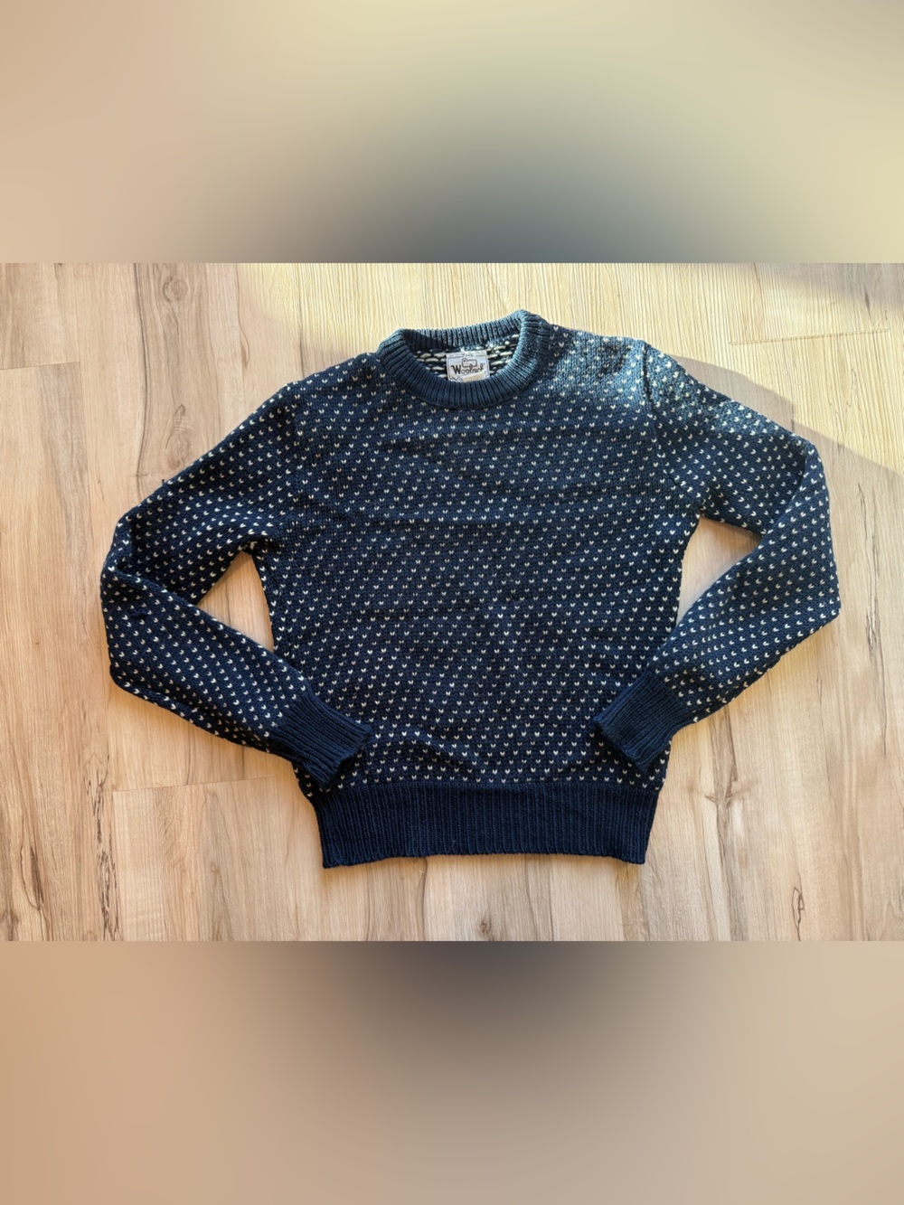 Women's woolrich heart polka dot Blue Patterned Crewneck Sweater medium